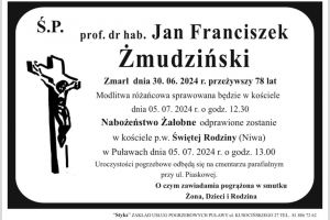 Klepsydra prof. dr hab. Jaka Franciszka Żmudzińskiego